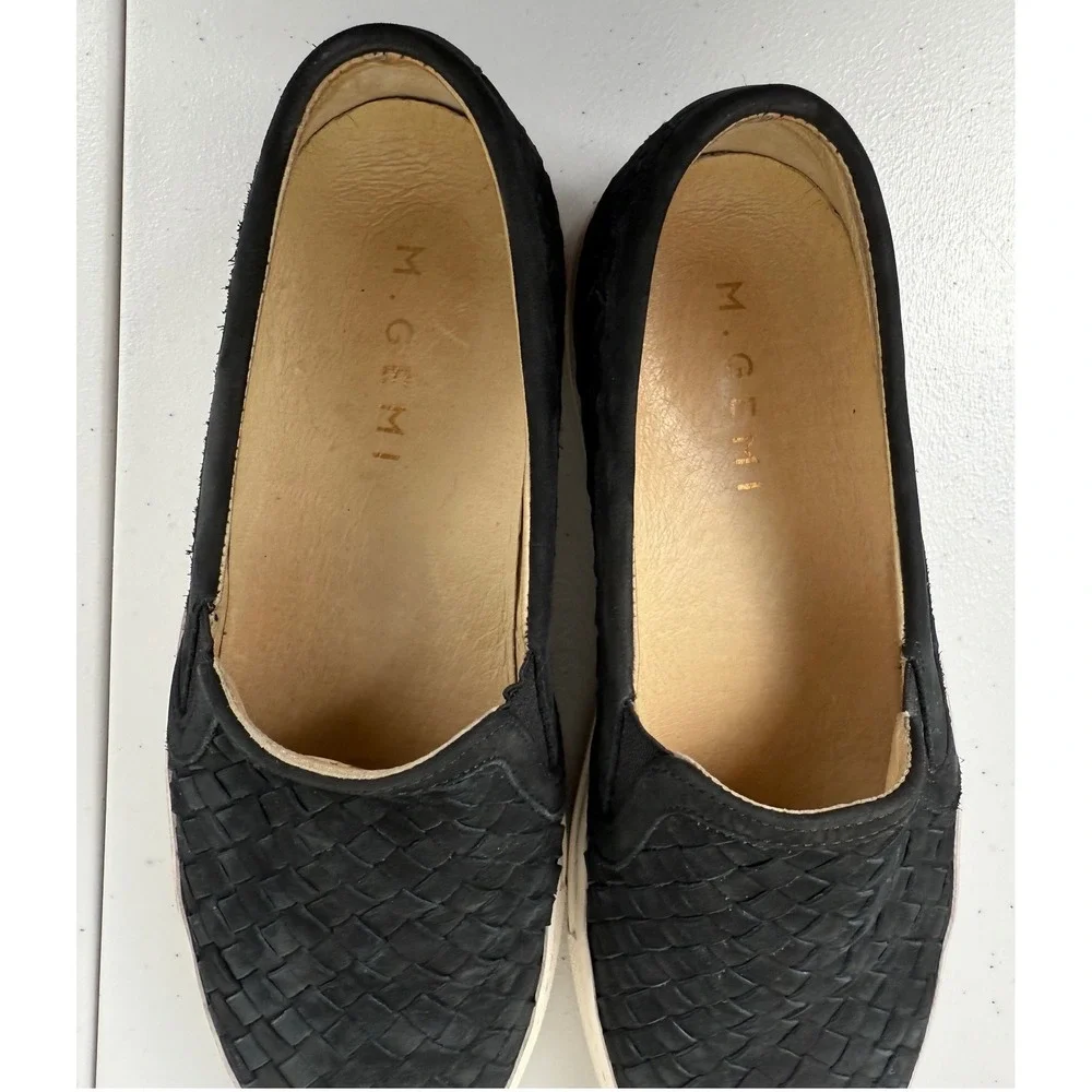 M. Gemi Womens The‎ Cerchio Black Woven Nubuck Suede Sneakers Loafers EU37/US 7